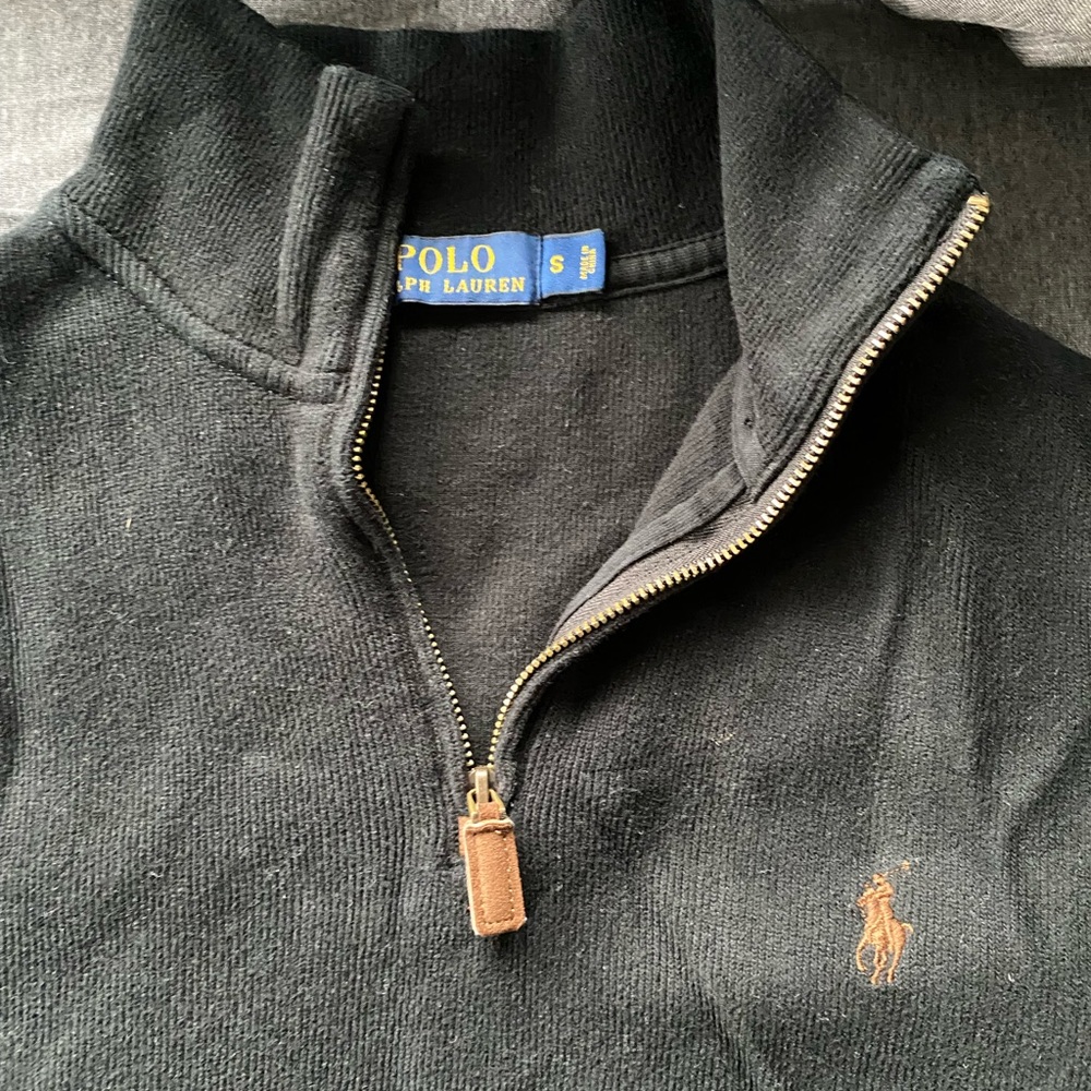 Polo Ralph Lauren Men’s Black Quarter Half Zip Sweater Great Condition Small - Picture 3 of 3